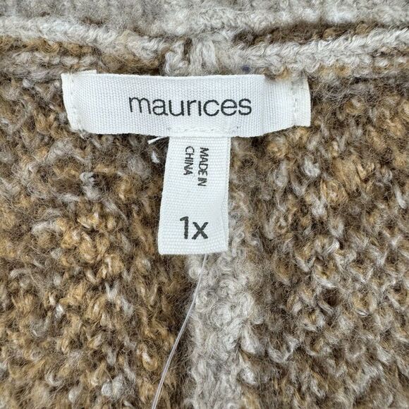 Maurices Leopard Print Cropped Open Cardigan Sweater 1X Tan Brown Soft Knit NWT - Picture 2 of 11